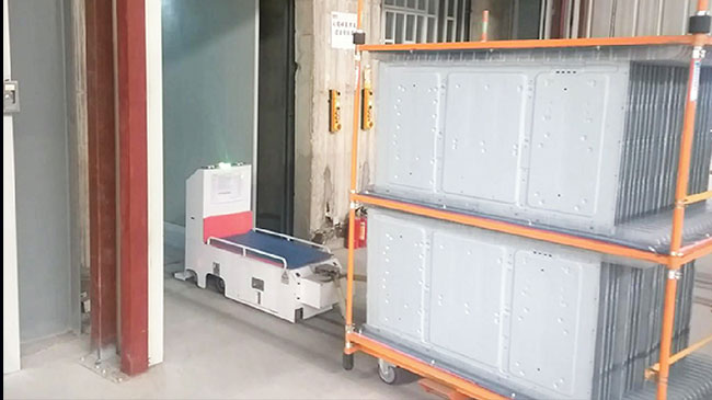 Single Way AGV Material Trolley , Automated Guided Robots For Electronic Industry